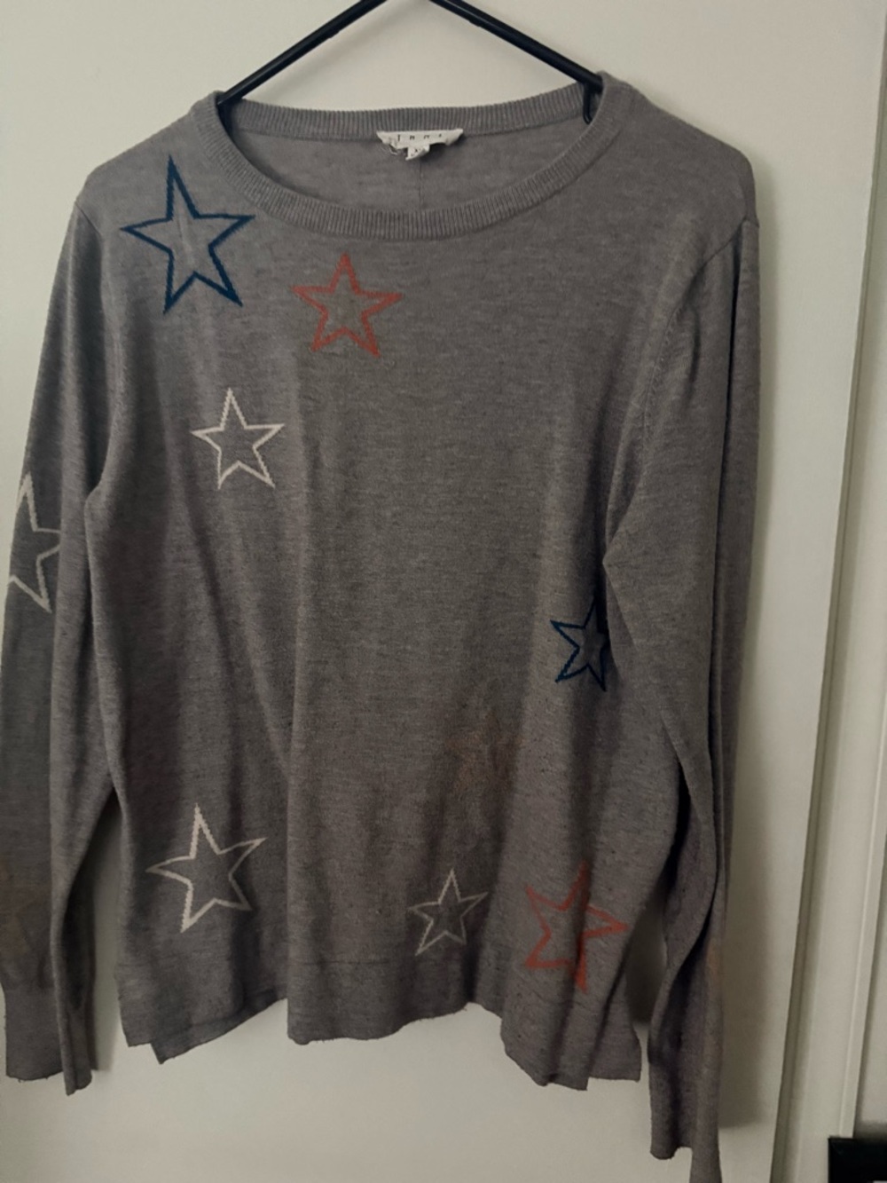 THML Gray Star-Pattern Crewneck Sweater